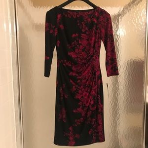 Chaps, black and magenta dress, NWT